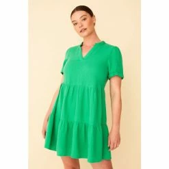 F&F Green Tiered Double Cloth Mini Dress