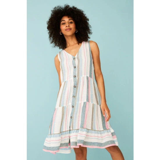 unnamed-file-734.jpg F&F Linen Stripe Mini White Dress -F&F Shop unnamed file 734