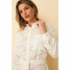 F&F White Beach Broderie Midi Shirt Dress -F&F Shop unnamed file 762