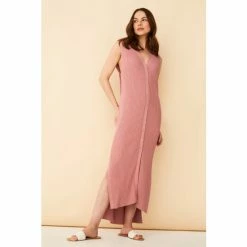 F&F Pink Winnie Maxi Rib Button Dress -F&F Shop unnamed file 782