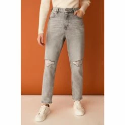F&F Grey Mom Ripped Jeans