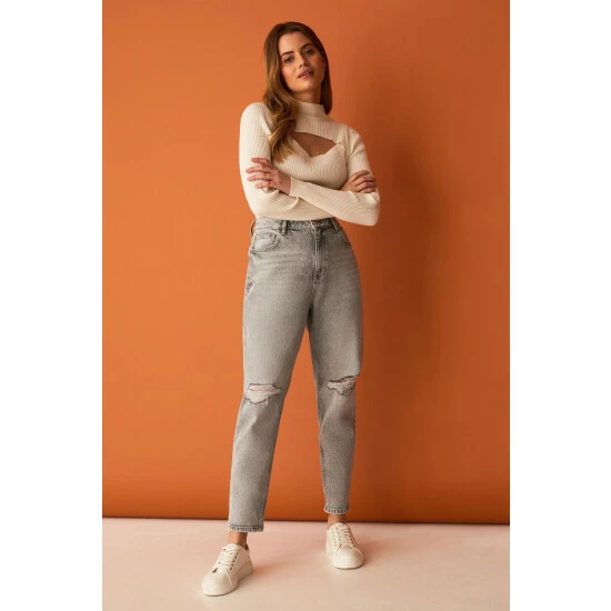 F&F Grey Mom Ripped Jeans 5 F&F Grey Mom Ripped Jeans - Image 3
