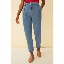 F&F Blue Slouchy Jeans With Pleat Midwash